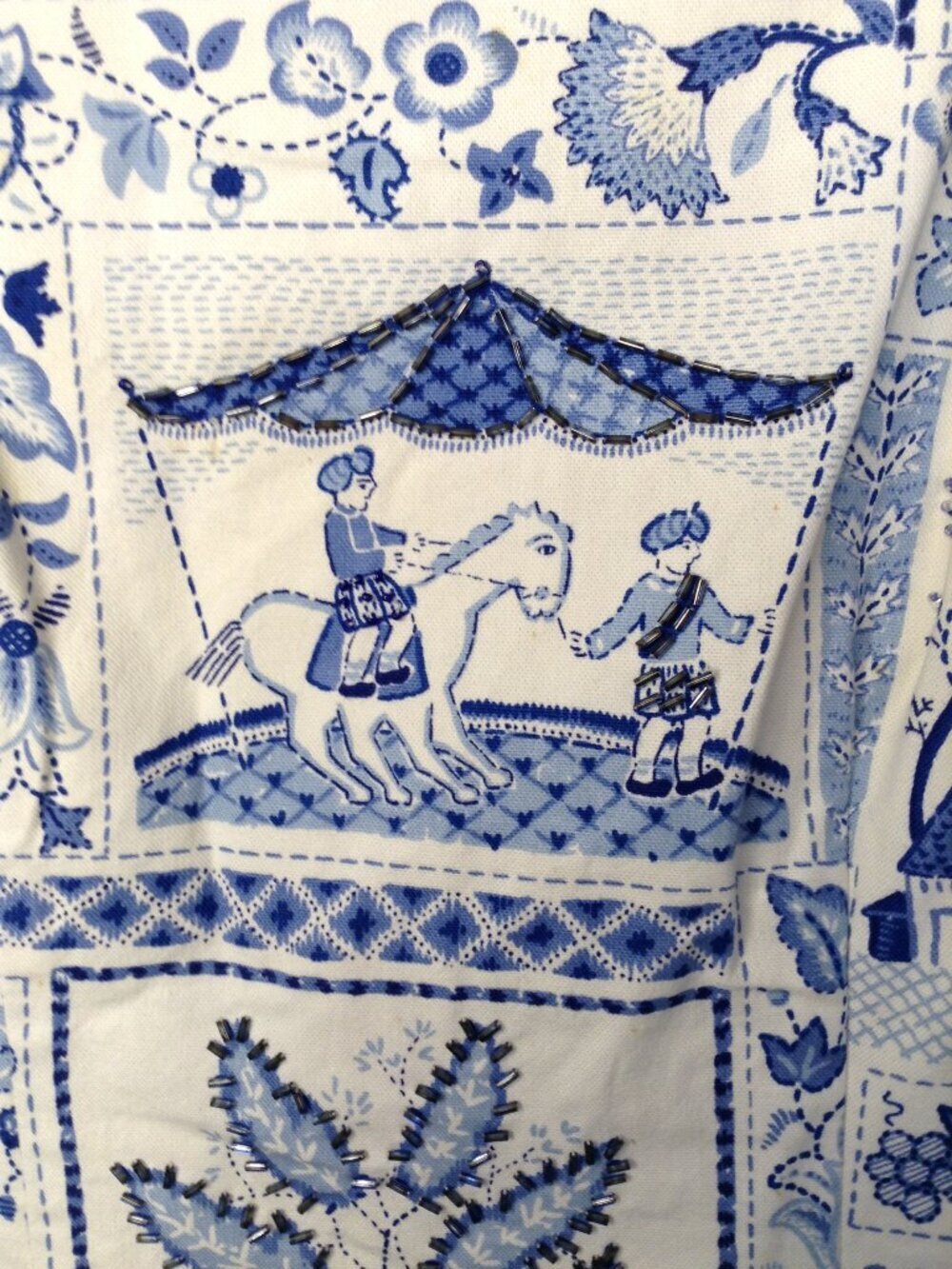 Maggie London 4 Cotton Toile Shift Dress European Coastal Classy Quiet Lux Beads - Picture 2 of 4